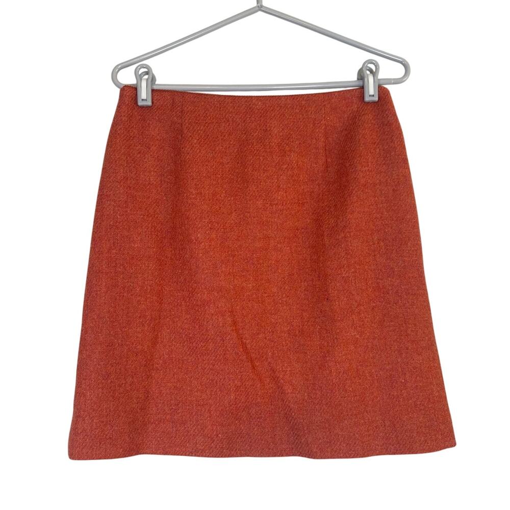 Vintage Ann Taylor 100% Wool Mini Skirt Womens 8P Burnt Orange Fall Classic
